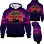 AOPH-U-Hobb-RV8S-Guit-211208VY10 @ Guitar Retro Vintage 80s Style-Guitar Vintage Retro Sunset 3D Hoodie