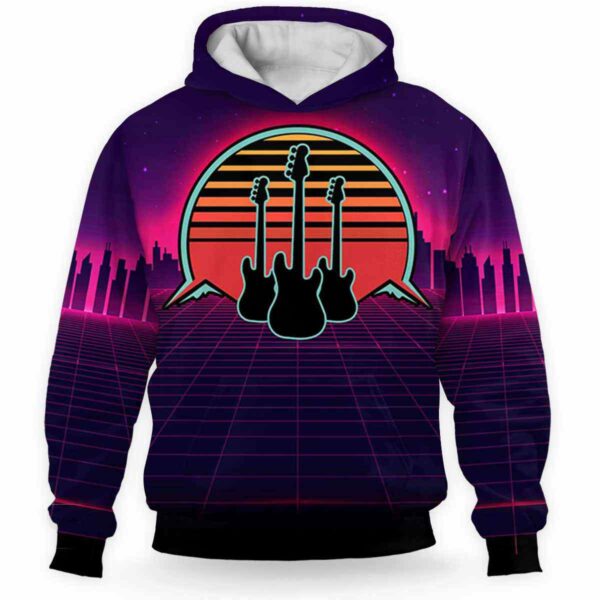AOPH-U-Hobb-RV8S-Guit-211208VY10 @ Guitar Retro Vintage 80s Style-Guitar Vintage Retro Sunset 3D Hoodie