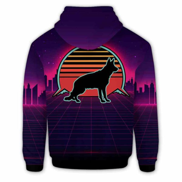 AOPH-U-Dog-RV8S-GerShe-211208VY10 @ German Shepherd Retro Vintage 80s Style-German Shepherd Vintage Retro Sunset 3D Hoodie