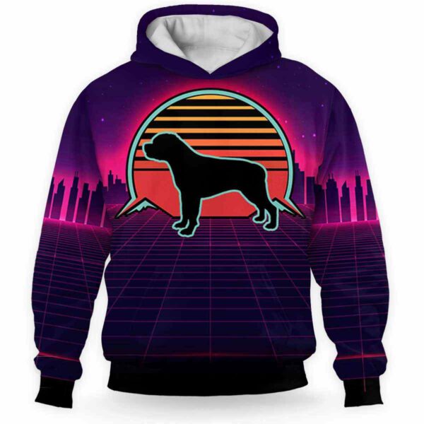 AOPH-U-Dog-RV8S-RotWei-211208VY10 @ Rottweiler Retro Vintage 80s Style-Rottweiler Vintage Retro Sunset 3D Hoodie