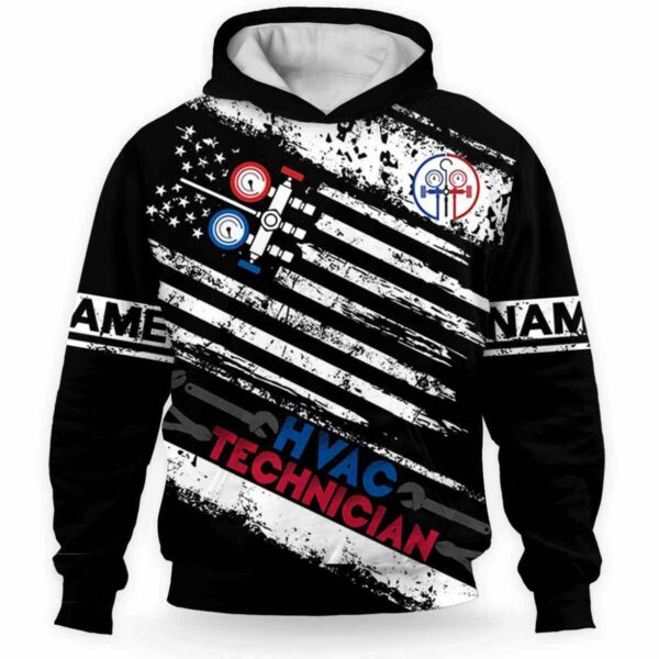 AOPH-U-Job-FL-HVAC-211209VY10 @ Hvac Flag Line-Hvac Techinician Usa Flag Line Custom Name 3D Hoodie