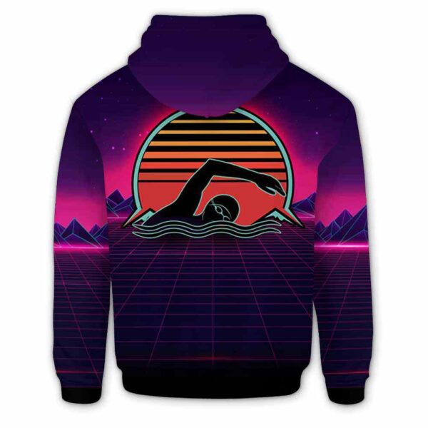 AOPH-U-Hobb-RV8S-Swm-211208VY10 @ Swimming Retro Vintage 80s Style-Swimming Vintage Retro Sunset 3D Hoodie