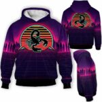 AOPH-U-Age-RV8S-Scp-211207VY10 @ Scorpio Retro Vintage 80s Style-Scorpio Vintage Retro Sunset 3D Hoodie
