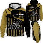 AOPH-U-Job-HFL-Tker-211217VY10 @ Truck Driver Half Flag Lin-Truck Driver Yellow Black Usa Flag Custom Name 3D Hoodie