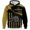 AOPH-U-Job-HFL-Tker-211217VY10 @ Truck Driver Half Flag Lin-Truck Driver Yellow Black Usa Flag Custom Name 3D Hoodie