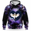 AOPH-U-Ani-FVC-Pgne-211218NA10 @ Penguin Floral Valentine cop-Penguin Floral Heart Couple Cute 3D Hoodie