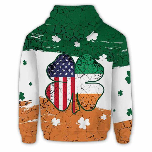 AOPH-U-Ctry-IAFS-Irsh-211214VY10 @ Irish American Flag Shamroc-Irish Shamrock Usa Ireland Flag Custom Name 3D Hoodie