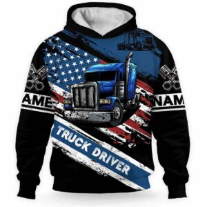 AOPH-U-Job-CHFL-Tker-211217VY10 @ Truck Driver Color Half Flag Lin-Truck Driver Usa Flag Custom Name 3D Hoodie