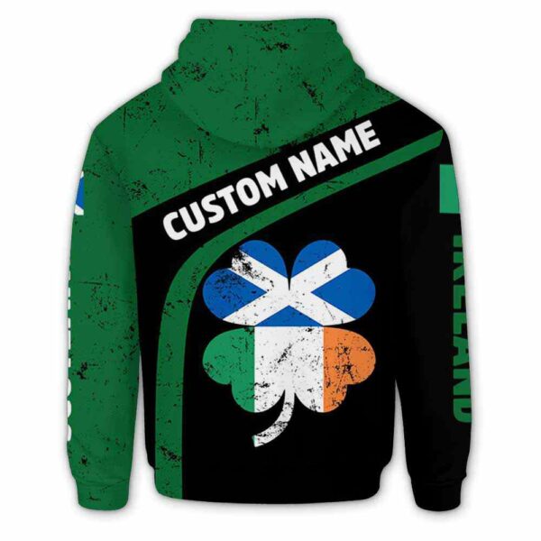 AOPH-U-Ctry-ISFS-Irsh-211214VY10 @ Irish Scottish Flag Shamroc-Irish Shamrock Scottland Ireland Custom Name 3D Hoodie