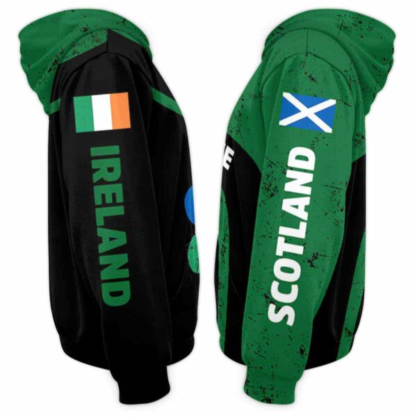 AOPH-U-Ctry-ISFS-Irsh-211214VY10 @ Irish Scottish Flag Shamroc-Irish Shamrock Scottland Ireland Custom Name 3D Hoodie