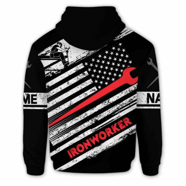 AOPH-U-Job-THFL-Irwo-211218VY10 @ Ironworker Tool Half Flag Lin-Ironworker Usa Flag Line Custom Name 3D Hoodie