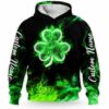 AOPH-U-Ctry-RF-Irsh-211214VY10 @ Irish Rainbow Flam-Irish Shamrock Green Flame Custom Name 3D Hoodie