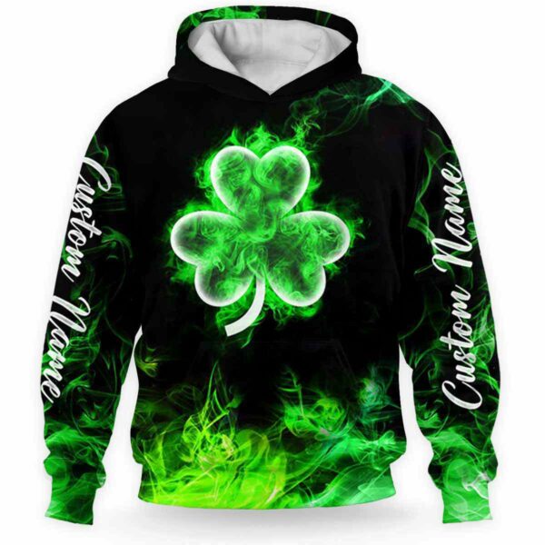 AOPH-U-Ctry-RF-Irsh-211214VY10 @ Irish Rainbow Flam-Irish Shamrock Green Flame Custom Name 3D Hoodie