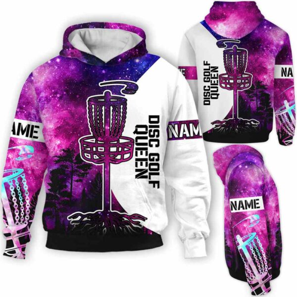 AOPH-U-Hobb-GKAQ-Dgof-211221VY10 @ Disc Golf Galaxy King and Quee-Disc Golf King And Queen Matching Couple 3D Hoodie