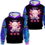 AOPH-U-Ani-PFL-Axolo-211222VY10 @ Axolotl Partner For Lif-Gaming Axolotl Matching Couple 3D Hoodie