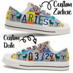 LTS-U-Age-ZS-Ari-220124NA10 @ Aries Zodiac Sig-Aries License Plate Low Top Shoes