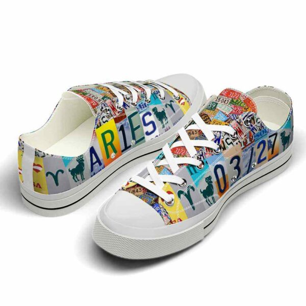 LTS-U-Age-ZS-Ari-220124NA10 @ Aries Zodiac Sig-Aries License Plate Low Top Shoes