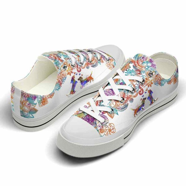 LTS-U-Dog-WFM-Dach-220124VY10 @ Dachshund Watercolor Flower Mandal-Dachshund Watercolor Colorful Mandala Low Top Shoes