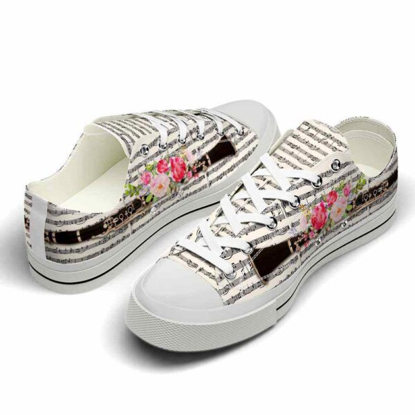 LTS-U-Hobb-MSF-Clrn-220124NA10 @ Clarinet Music Sheet Flowe-Clarinet Flower Music Sheet Low Top Shoes