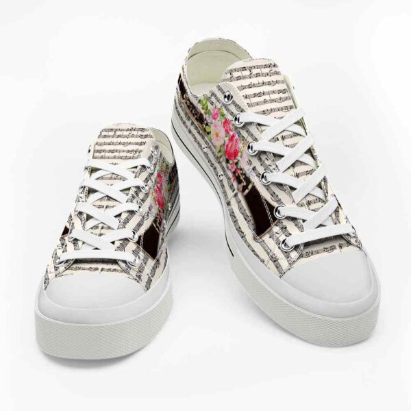 LTS-U-Hobb-MSF-Clrn-220124NA10 @ Clarinet Music Sheet Flowe-Clarinet Flower Music Sheet Low Top Shoes