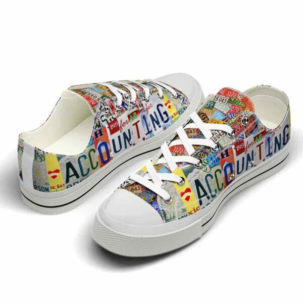 LTS-U-Job-CP-Acc-220124NA10 @ Accounting Colorful Plate-Accountant License Plate Low Top Shoes