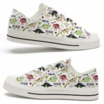LTS-U-Ani-GP-Dino-220124NA10 @ Dinosaur Green Patter-Dinosaur Cute Roar Pattern Low Top Shoes