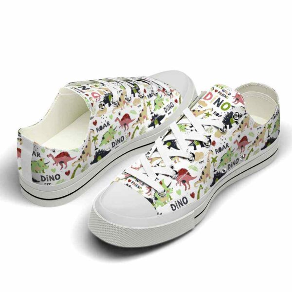 LTS-U-Ani-GP-Dino-220124NA10 @ Dinosaur Green Patter-Dinosaur Cute Roar Pattern Low Top Shoes