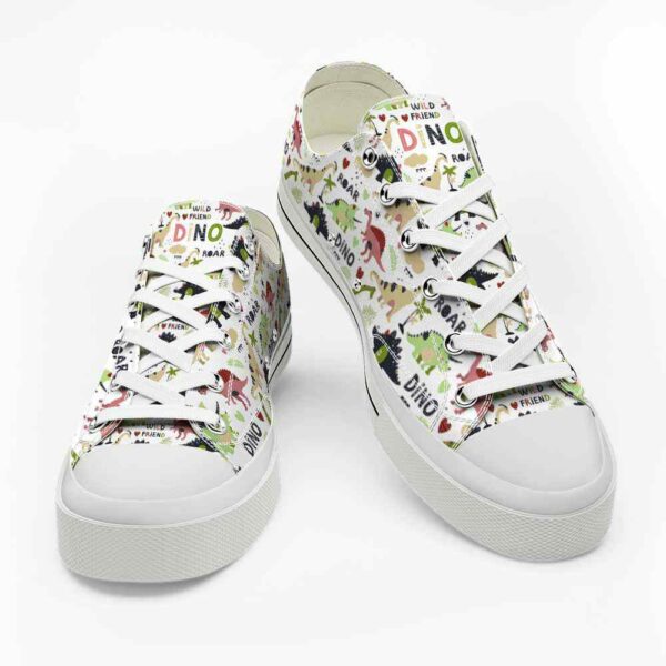 LTS-U-Ani-GP-Dino-220124NA10 @ Dinosaur Green Patter-Dinosaur Cute Roar Pattern Low Top Shoes