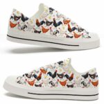 LTS-U-Ani-PA-Cikn-220124VY10 @ Chicken Pattern Anima-Chicken Pattern White Background Low Top Shoes