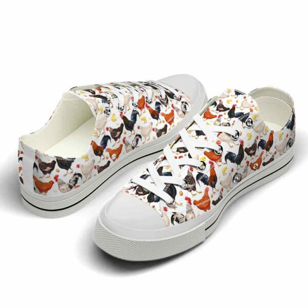 LTS-U-Ani-PA-Cikn-220124VY10 @ Chicken Pattern Anima-Chicken Pattern White Background Low Top Shoes