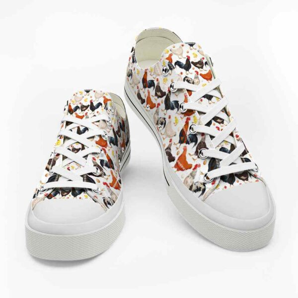 LTS-U-Ani-PA-Cikn-220124VY10 @ Chicken Pattern Anima-Chicken Pattern White Background Low Top Shoes