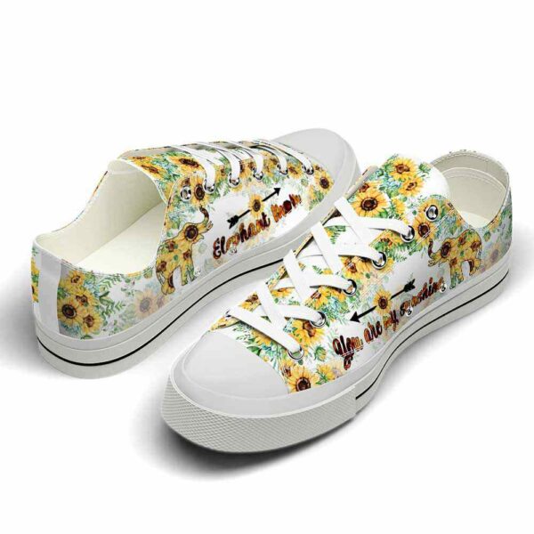 LTS-U-Ani-SM-Elph-220124NA10 @ Elephant Sunflower Mo-Elephant Sunflower You Are My Sunshine Low Top Shoes