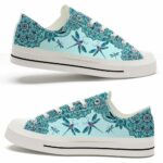 LTS-U-Ani-TM-Drgf-220124VY10 @ Dragonfly Teal Mandal-Dragonfly Teal Mandala Low Top Shoes