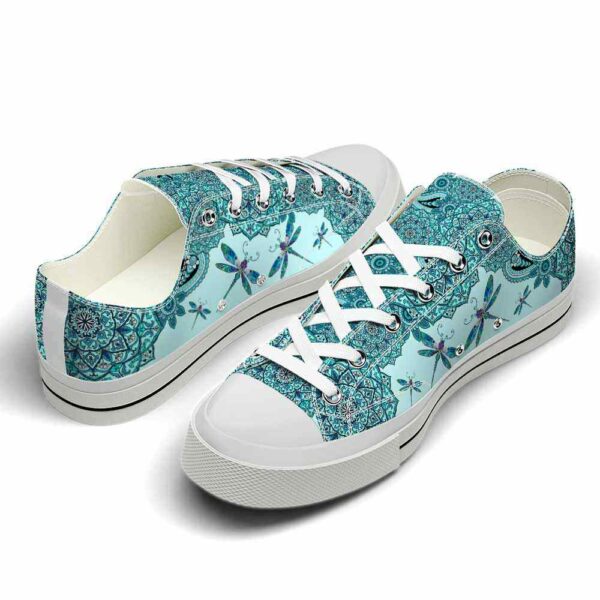 LTS-U-Ani-TM-Drgf-220124VY10 @ Dragonfly Teal Mandal-Dragonfly Teal Mandala Low Top Shoes