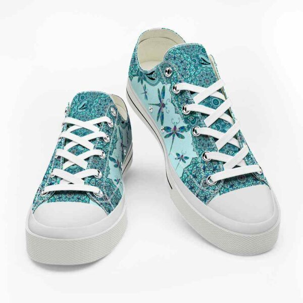 LTS-U-Ani-TM-Drgf-220124VY10 @ Dragonfly Teal Mandal-Dragonfly Teal Mandala Low Top Shoes
