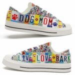 LTS-U-Dog-LLBL-Dog-220124NA10 @ Dog Live Love Bark License Plat-Dog Live Love Bark License Plate Low Top Shoes