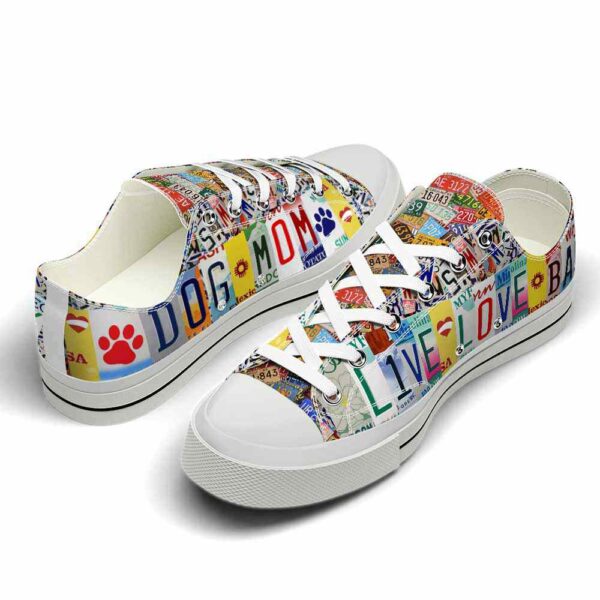 LTS-U-Dog-LLBL-Dog-220124NA10 @ Dog Live Love Bark License Plat-Dog Live Love Bark License Plate Low Top Shoes