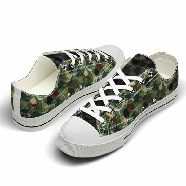 LTS-U-Ani-GC-Dino-220124NA10 @ Dinosaur Green Camou-Dinosaur Green Camouflage Pattern Low Top Shoes