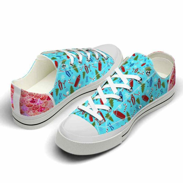 LTS-U-Job-CBAR-Btd-220124NA10 @ Bartender Christmas Blue And Re-Bartender Red Blue Christmas Low Top Shoes