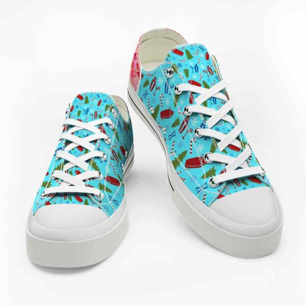 LTS-U-Job-CBAR-Btd-220124NA10 @ Bartender Christmas Blue And Re-Bartender Red Blue Christmas Low Top Shoes
