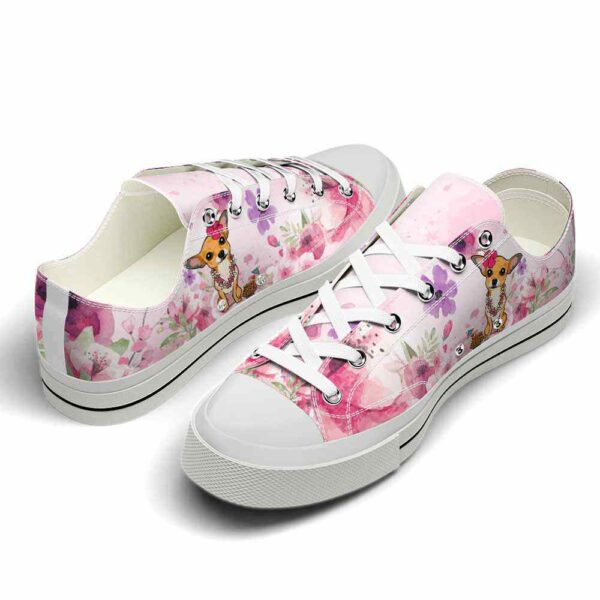 LTS-U-Dog-WF-CHua-220124VY10 @ Chihuahua Wear Flowe-Chihuahua Wear Flowers Pink Low Top Shoes