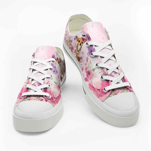 LTS-U-Dog-WF-CHua-220124VY10 @ Chihuahua Wear Flowe-Chihuahua Wear Flowers Pink Low Top Shoes