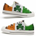 LTS-U-Ctry-SC-Irsh-220124VY10 @ Irish Sharmrock Cracke-Irish Ireland Flag Cracked Low Top Shoes