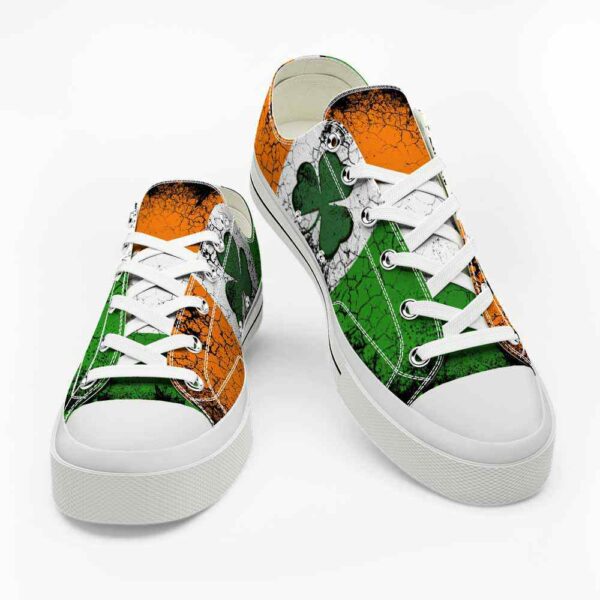 LTS-U-Ctry-SC-Irsh-220124VY10 @ Irish Sharmrock Cracke-Irish Ireland Flag Cracked Low Top Shoes