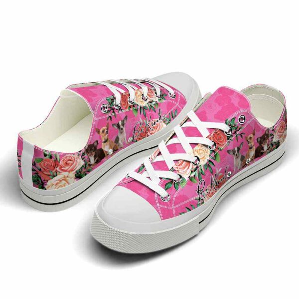 LTS-U-Dog-BK-CHua-220124VY10 @ Chihuahua Be Kin-Chihuahua Flowers Be Kind Low Top Shoes