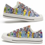 LTS-U-Job-CP-Adma-220124NA10 @ Administrative Assistant Colorful Plate-Administrative Assistant License Plate Low Top Shoes