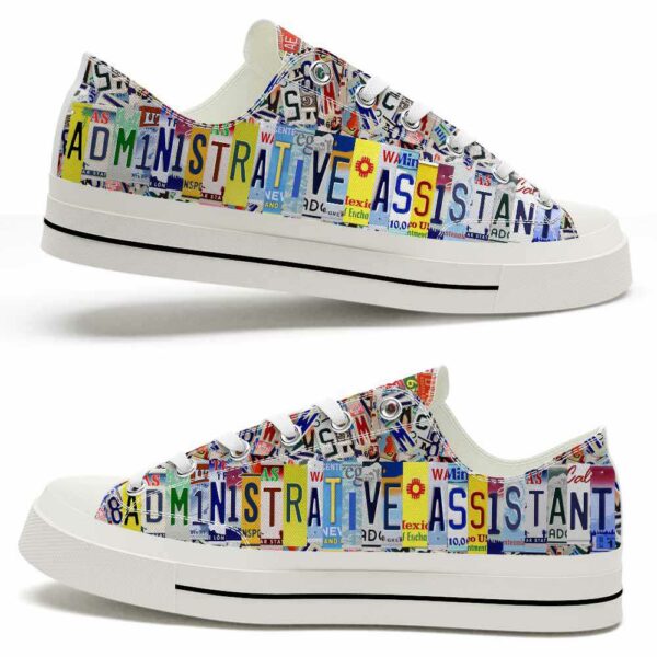 LTS-U-Job-CP-Adma-220124NA10 @ Administrative Assistant Colorful Plate-Administrative Assistant License Plate Low Top Shoes
