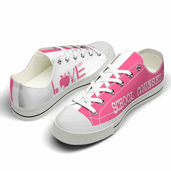 LTS-U-Job-SP-Csl-220124VY10 @ Counselor School Pin-School Counselor Love Pink White Low Top Shoes