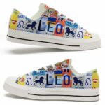 LTS-U-Age-ZSP-Leo-220124NA10 @ Leo Zodiac Sign Plat-Leo License Plate Low Top Shoes