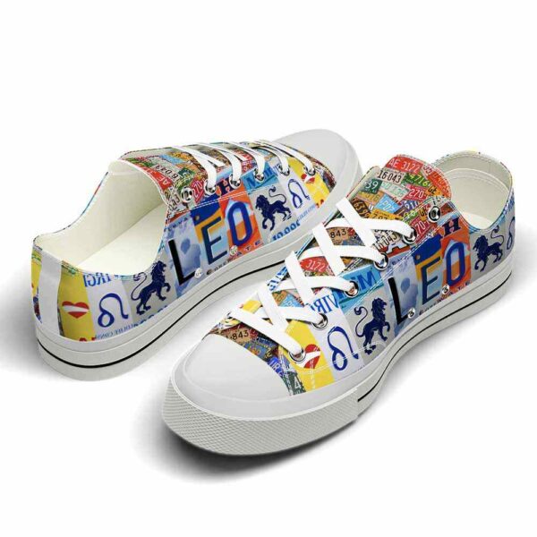 LTS-U-Age-ZSP-Leo-220124NA10 @ Leo Zodiac Sign Plat-Leo License Plate Low Top Shoes
